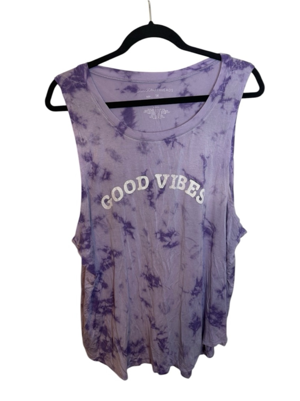 Grayson Threads Purple Tie Dye Good Vibes Tank